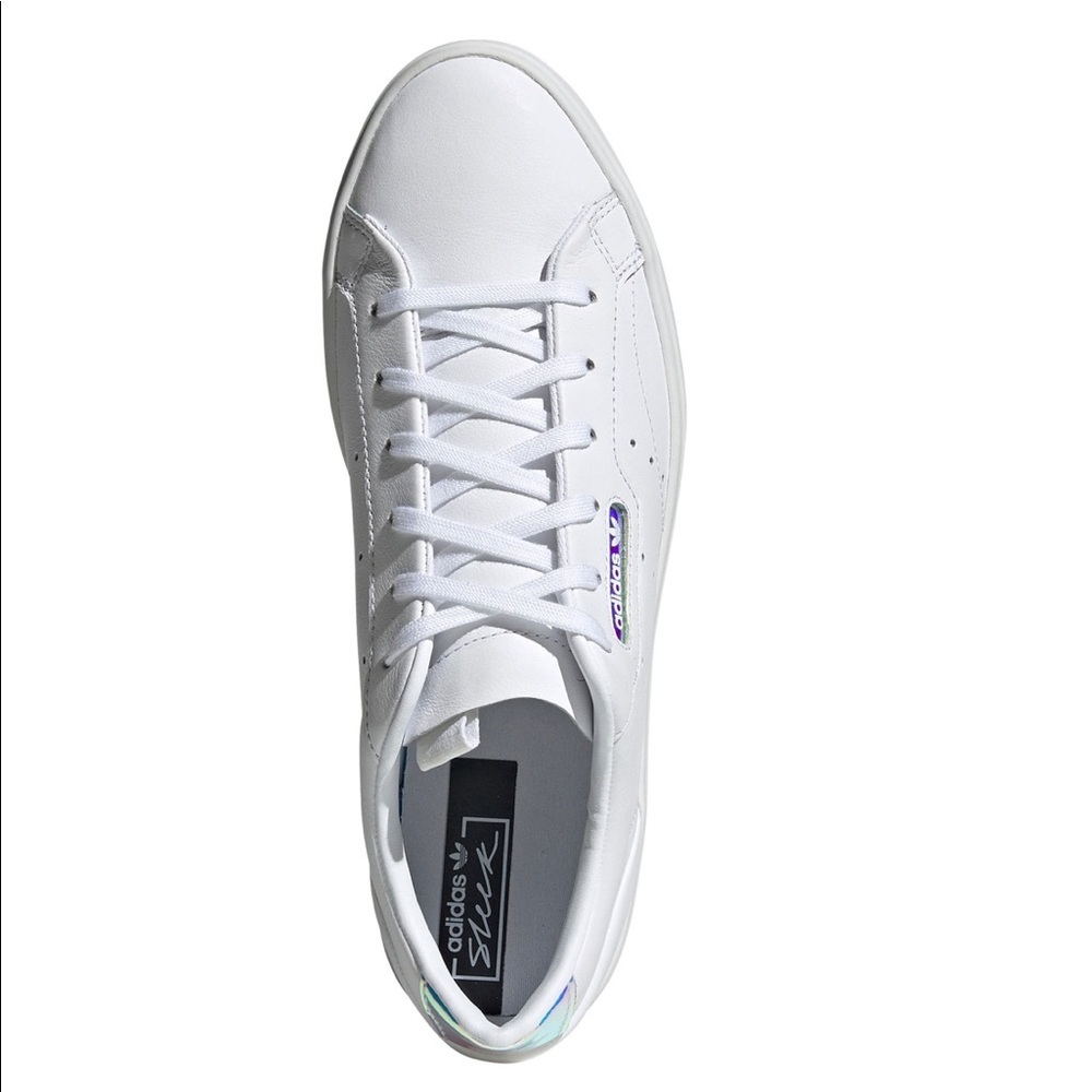 Adidas Sleek White Leather Sneakers - Picture 5 of 11